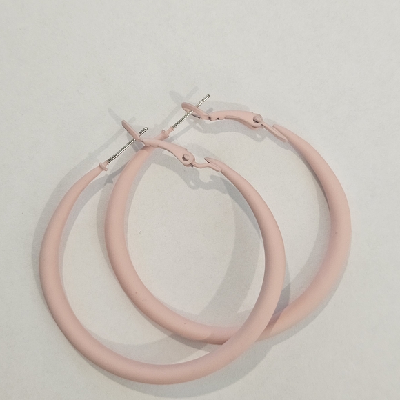 NEW Pink Hoop Earrings 70s Preppy Coquette Girl Girlhoodcore Retro Summer Party - Picture 3 of 4